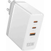 Vention 3-Port Usb (C+C+A) Gan Charger (100W/100W/30W) Eu White - (FEGW0-EU)