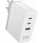 Vention 3-Port Usb (C+C+A) Gan Charger (100W/100W/30W) Eu White - (FEGW0-EU)