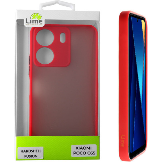 Lime Successories Lime ���� Xiaomi Poco C65 6.74'' Hardshell Fusion Full Camera Protection Red With Black KEYS
