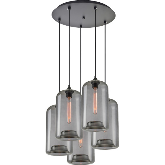 Homelighting SE21-SM-19-30-5BL+ FEINT Smoked Glass Pendant+ - (77-8785)