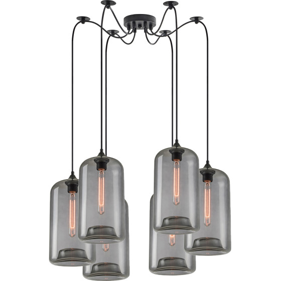 Homelighting SE21-SM-19-30-BL6+ FEINT Smoked Glass Pendant+ - (77-8786)