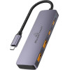 Powertech Usb Hub 4x �����, 10Gbps, USB-C �������, ���� - (CAB-UC082)