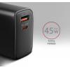 Axagon ACU-PQ45 Wall Charger QC3.0,4.0/AFC/FCP/PPS/Apple + PD TYPE-C, 45W, Black