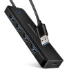 Axagon HUE-C1A 4X USB3.2 Gen 1 travel hub, USB-C Power in, W. 20CM Type-A Cable