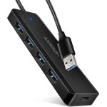 Axagon HUE-C1A 4X USB3.2 Gen 1 travel hub, USB-C Power in, W. 20CM Type-A Cable