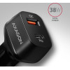 Axagon PWC-PQ38 Card Charger 1X QC3.0 + 1X PD USB-C, 38W, Black