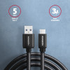 Axagon BUCM3-AM10AB Cable USB-C USB-A, 1M, USB 3.2 Gen 1, 3A, ALU, BRAID, Black