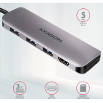 Axagon HMC-HCR3A 3X USB-A + HDMI + SD/MICROSD, USB-C 3.2 Gen 1 HUB, 20CM USB-C CABLE