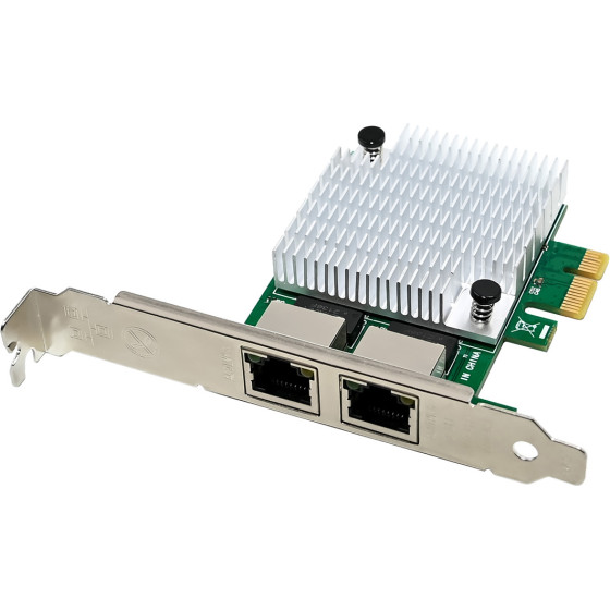 Powertech ����� ��������� Pcie �� 2x RJ45 1000MBps - (ST7377)