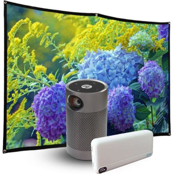 HP M����� Projector �� Power Bank, ����� �������� 84?, ������������ �����, Usb Type-C, autofocus, WiFi, Bluetooth, HDMI, 250 LED, Wvga ��� ��������������� - 45W - (MP250 3-IN-1)