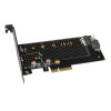 Axagon PCEM2-Dc PCI-E 3.0 4X - Dual M.2 Ssd (Nvme + SATA), Dual VOLTAGE, Up To 110MM SSD, Fan + HEATSINK