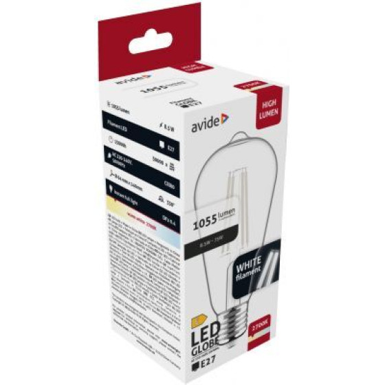 Avide Led White Filament ST64 3.8W E27 Ww 2700K