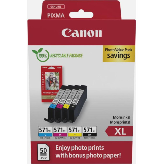Canon ������ Inkjet CLI-571XL Multipack Cmyk - (0332C006)
