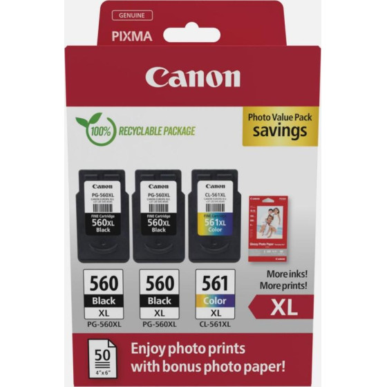 Canon ������ Inkjet PG-560XLx2/CL-561XL Ph.Val.Pk - (3712C012)