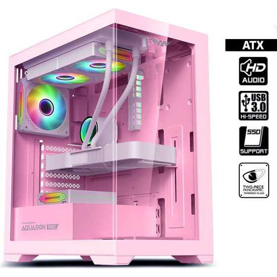 Armaggeddon Gaming Pc Case Matx Aquaron Pink - (AQUARONP)