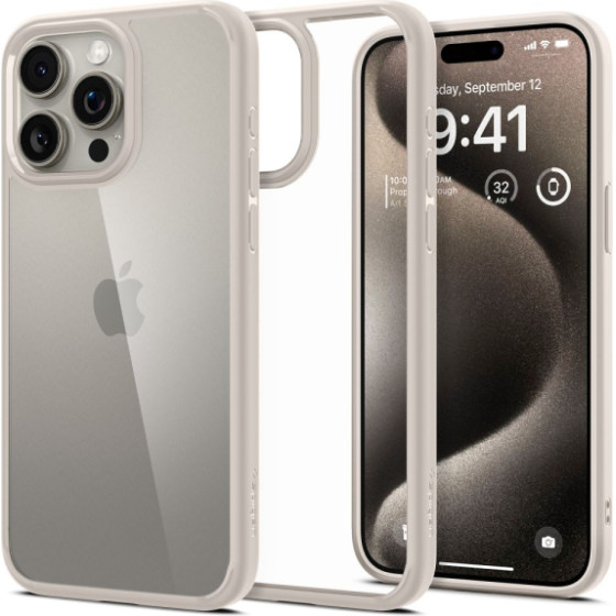 Spigen Ultra Hybrid Iphone 15 Pro Natural Titanium Backcover - (ACS07214)