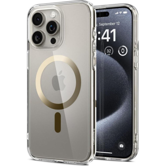 Spigen Ultra Hybrid Mag Magsafe Iphone 15 Pro Gold Backcover - (ACS06718)