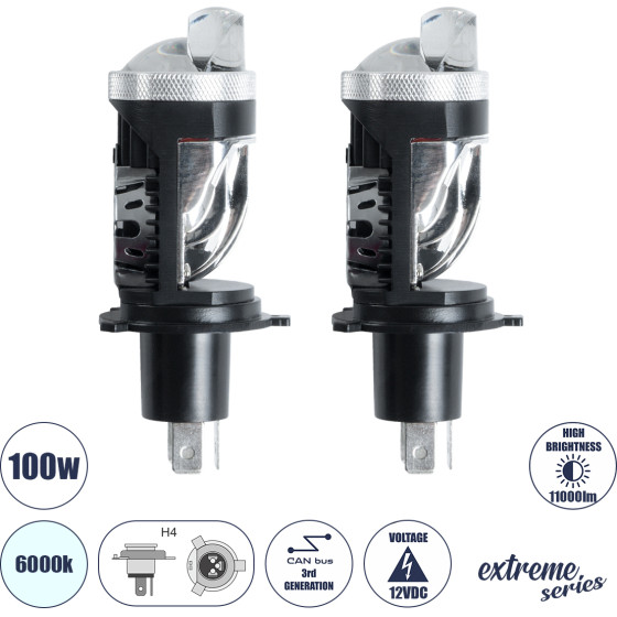 GloboStar H4 X10 360� Line Kit ������� �������� ����������� & ������������ 3nd Generation Can-Bus Series Led Cree Cxb 100W 11000lm Dc 12V ��������� IP56 ����� ����� 6000K - 2 ������ ������� - (81506)