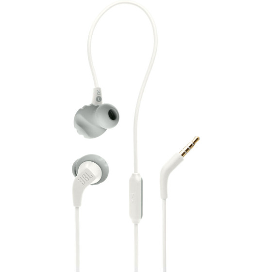 JBL Endurance Run 2, In-Ear Sport Headphones, One Button control, Mic (White) - (JBLENDURRUN2WHT)