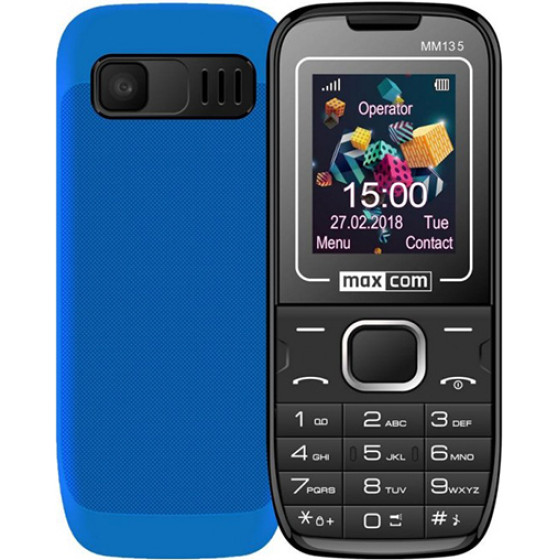Maxcom ������ �������� MM135 Dual Sim �� ������, ����, Bluetooth, Media Player ��� ��������� ����� - ���� - (MM135BLBLUE)