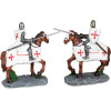ALBAINOX ������� Brown horse. White Templar Knight.Spear 20cm, 39549