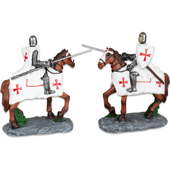 ALBAINOX ������� Brown horse. White Templar Knight.Spear 20cm, 39549