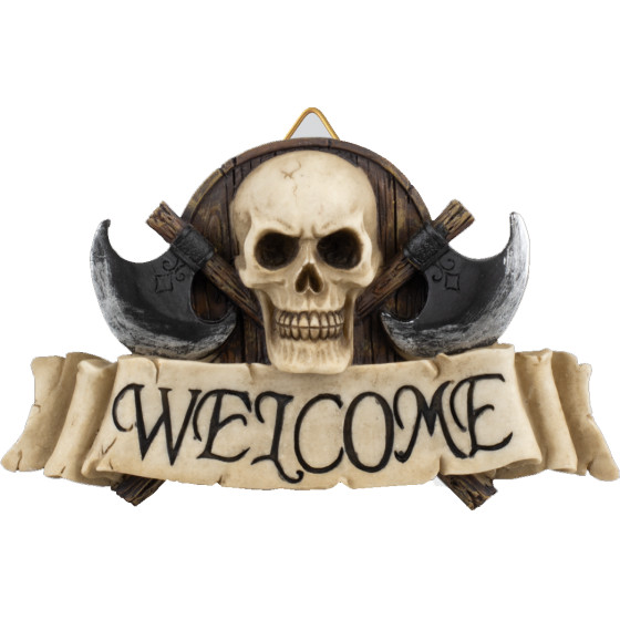 ALBAINOX ������� Resin decoration. ''Welcome''. Skull-Axes 17,50x10 cm, 39707
