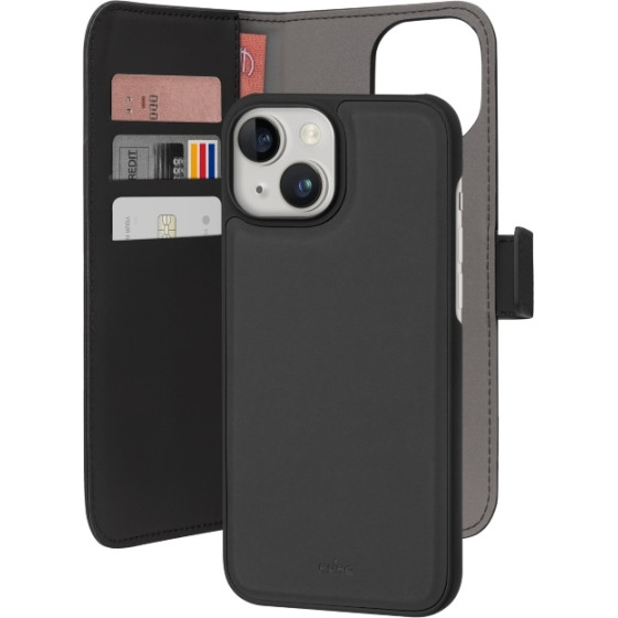 Puro Eco-Leather Detachable Wallet Case For Iphone 15,Black - (PUIPC1561BOOKC3BLK)