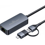 Powertech ���������� ������� Usb & USB-C, 1000 Mbps, ���� - (PTR-0149)