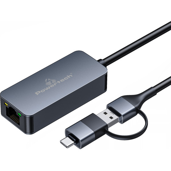 Powertech ���������� ������� Usb & USB-C, 1000 Mbps, ���� - (PTR-0149)