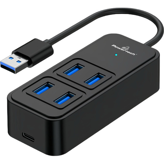 Powertech Usb Hub 4x �����, 5 Gbps, Usb �������, ����� - (PTR-0153)
