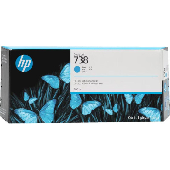 HP ������ Inkjet No.738 300-Ml Cyan Designjet - (676M6A)
