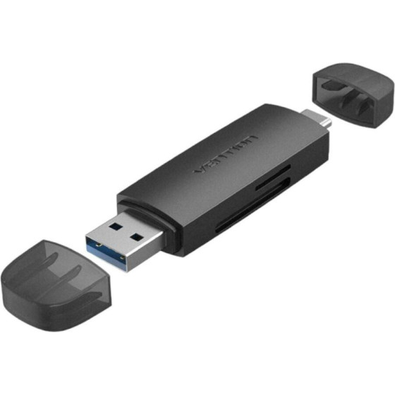 Vention 2 In 1 Usb 3.0 A / Type-C Card Reader (SD+TF) Black Dual Drive Letter - (CLKB0)