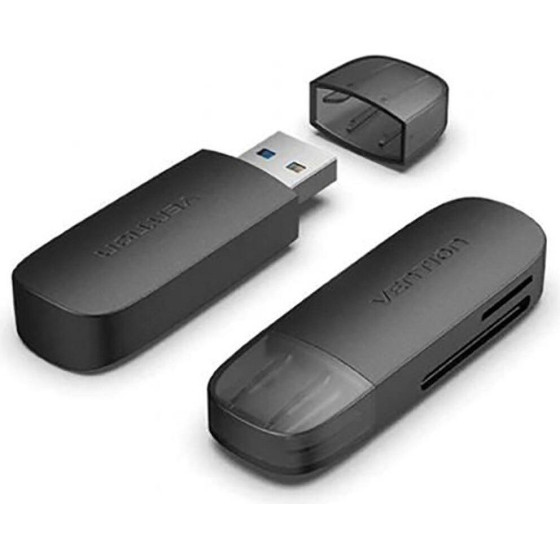 Vention 2 In 1 Usb 3.0 A Card Reader (SD+TF) Black Dual Drive Letter - (CLGB0)