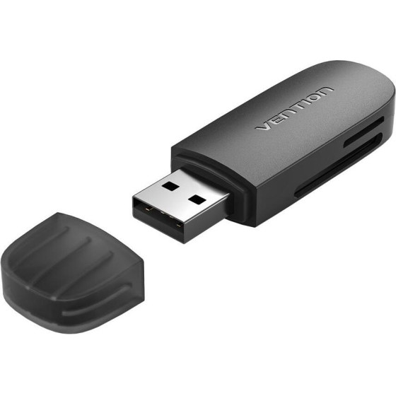 Vention 2 In 1 Usb 3.0 A Card Reader (SD+TF) Black Single Drive Letter - (CLFB0)