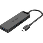 Vention Type-C To 4-Port Usb 3.0 Hub With Power Supply Black 0.15M Abs Type - (TGKBB)