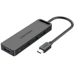 Vention Type-C To 4-Port Usb 3.0 Hub With Power Supply Black 0.5M Abs Type - (TGKBD)