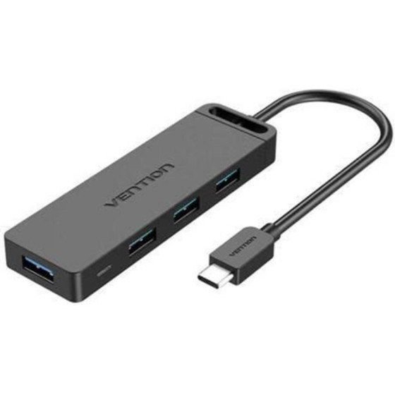 Vention Type-C To 4-Port Usb 3.0 Hub With Power Supply Black 0.5M Abs Type - (TGKBD)