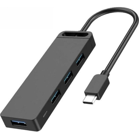 Vention Type-C To 4-Port Usb 3.0 Hub With Power Supply Black 1M Abs Type - (TGKBF)