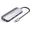 Vention Type-C To HDMI/Usb 3.0x3/RJ45/Pd 100W Docking Station 0.15M Gray Aluminum Alloy Type - (TOHHB)