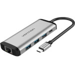 Vention Type-C To Usb 3.0x3/Gigabit Ethernet/Pd 87W Docking Station 0.15M Gray Metal Type - (TGDHB)