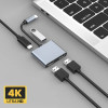 Powertech Docking Station 4 �����, USB-C, 4K, 100W, ���� - (PTH-113)
