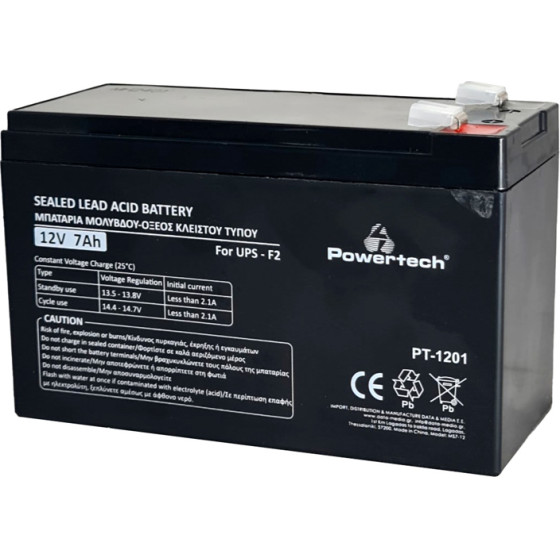 Powertech �������� �������� ��� UPS, 12V 7Ah, F2 - (PT-1201)