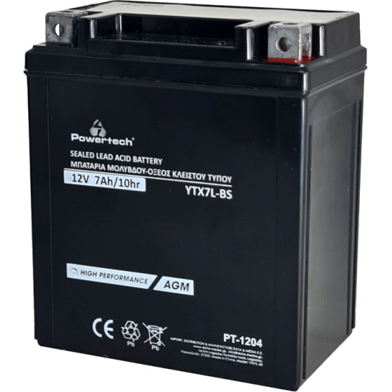 Powertech �������� �������� ������������ 12V 7Ah, AGM, YTX7L-Bs - (PT-1204)