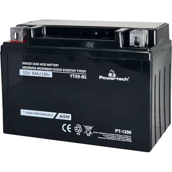 Powertech �������� �������� ������������ 12V 9Ah, AGM, YTX9-Bs - (PT-1206)