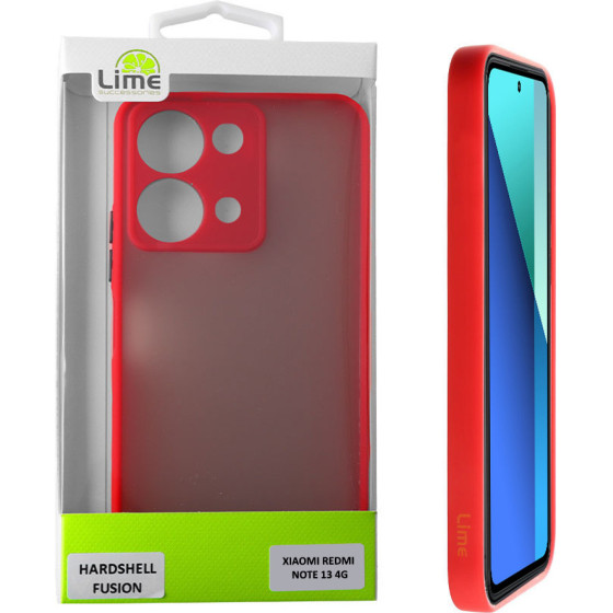 Lime ���� Xiaomi Redmi Note 13 4G 6.67'' Hardshell Fusion Full Camera Protection Red With Black KEYS