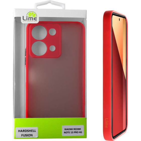 Lime ���� Xiaomi Redmi Note 13 Pro 4G 6.67'' Hardshell Fusion Full Camera Protection Red With Black KEYS