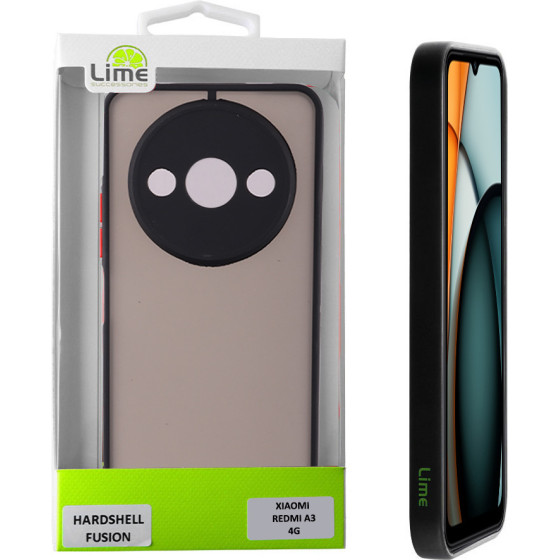 Lime Successories Lime ���� Xiaomi Redmi A3 4G 6.71'' Hardshell Fusion Full Camera Protection Black With Red KEYS