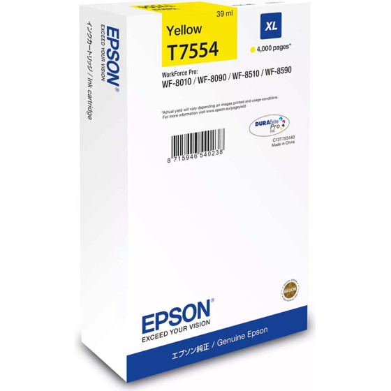 Epson Ink Durabrite Yellow Size Xl 39ml 4K Pgs - (C13T75544N)