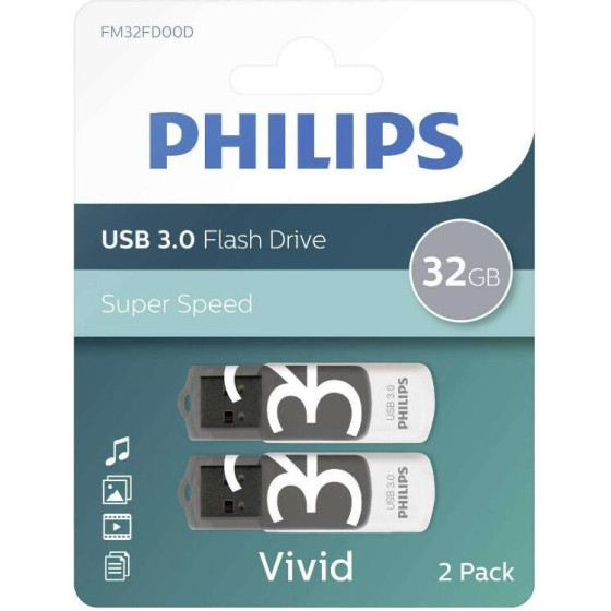 Philips Vivid Pack 32GB Usb 3.0 Stick ���� - (PHUSB32GVIVIDU3P2)